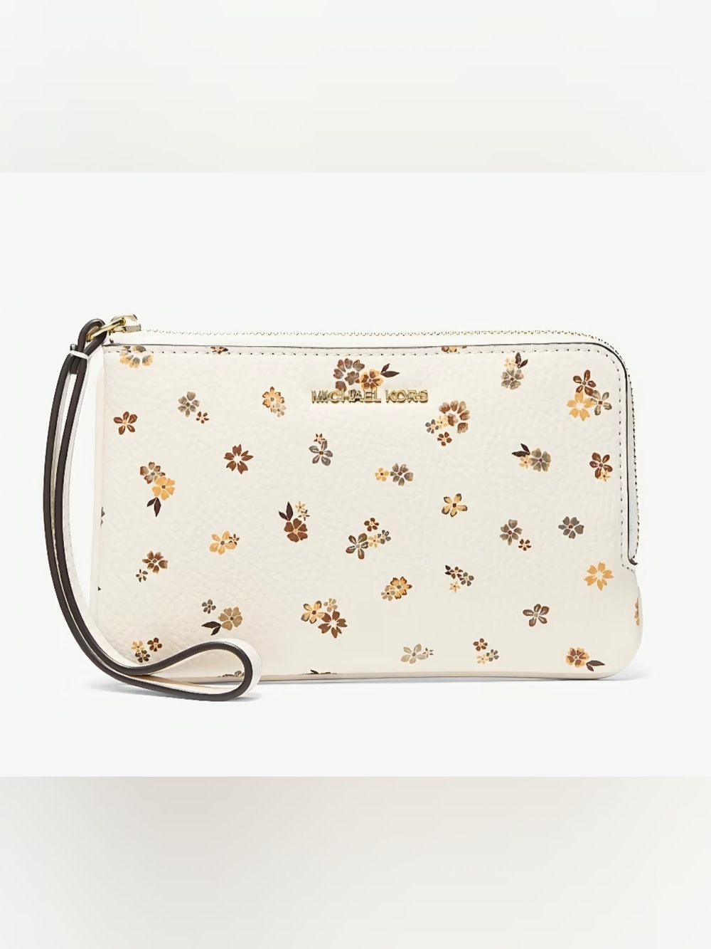 Michael Kors Jet Set Travel Small Floral Printed Wristlet, Cream & Brown